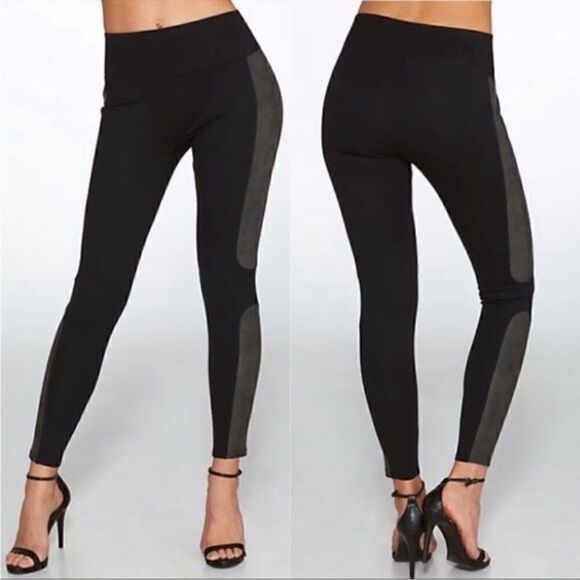 SPANX- Women’s Faux Leather Panel Black Ponte Knit Legging, Size Medium - Picture 8 of 14
